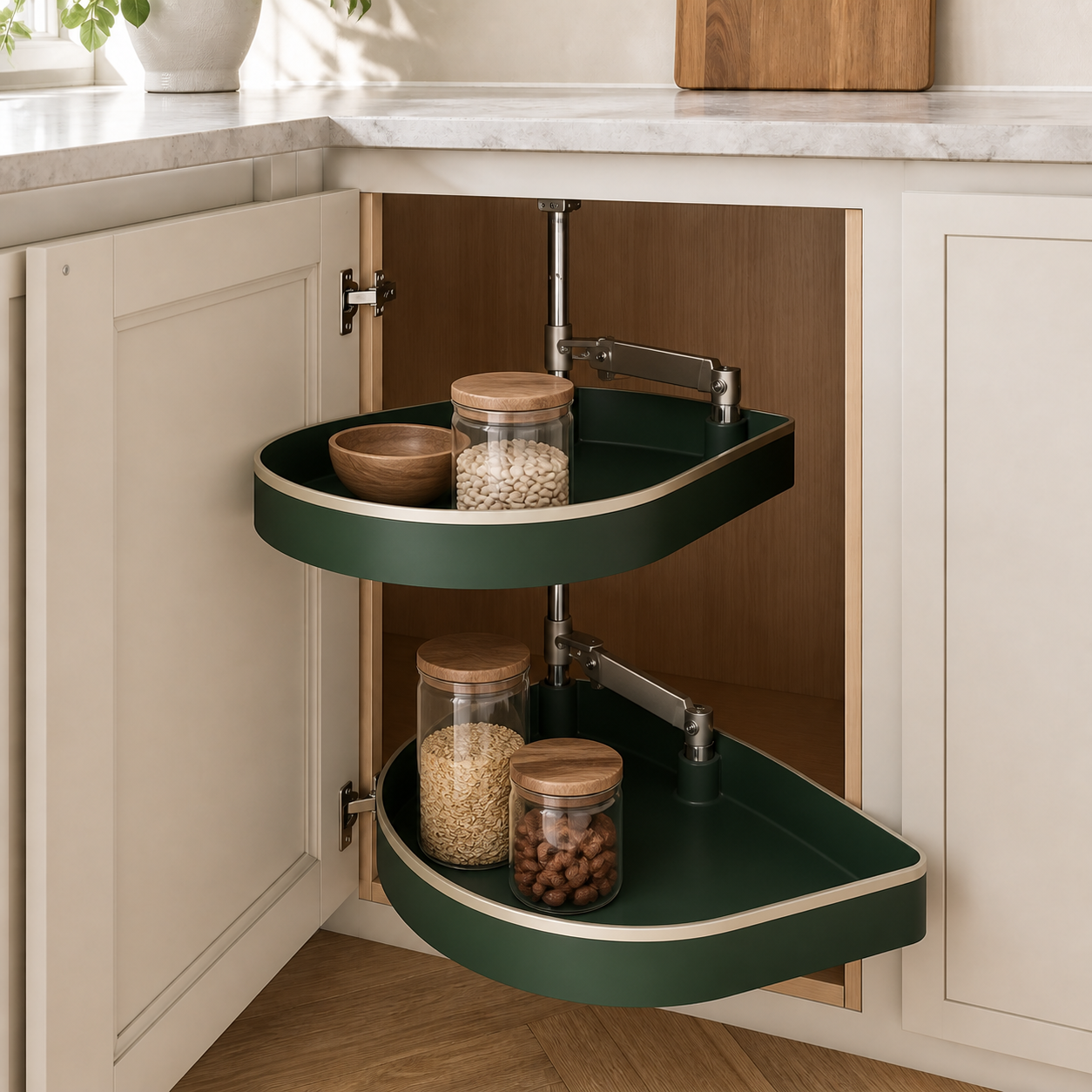 Swing-Out Corner Cabinet Organizer